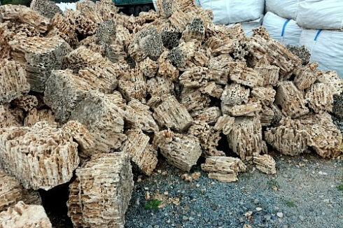 Kamenclub.ru: Крымский природный меотис фр. 100-500 мм.  купить во Владимире меотис бежевый рыжий молочный желтый ракушечник 4 500 руб/т   фото КАМЕНЬ КЛУБ