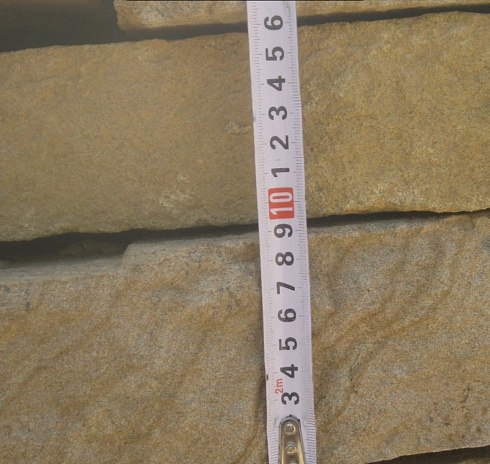 Kamenclub.ru: Песчаник пластушка желтый с рисунком (7-15 см)  купить во Владимире плитняк - пластушка - бут желтый песчаник 10200 руб/м3   фото КАМЕНЬ КЛУБ