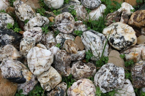 Kamenclub.ru: Кварцевый валунчик фр.100-300 мм.  купить во Владимире кварц белый, бежевый молочный рыжий крупный природный камень галечник 7850 руб/т   фото КАМЕНЬ КЛУБ